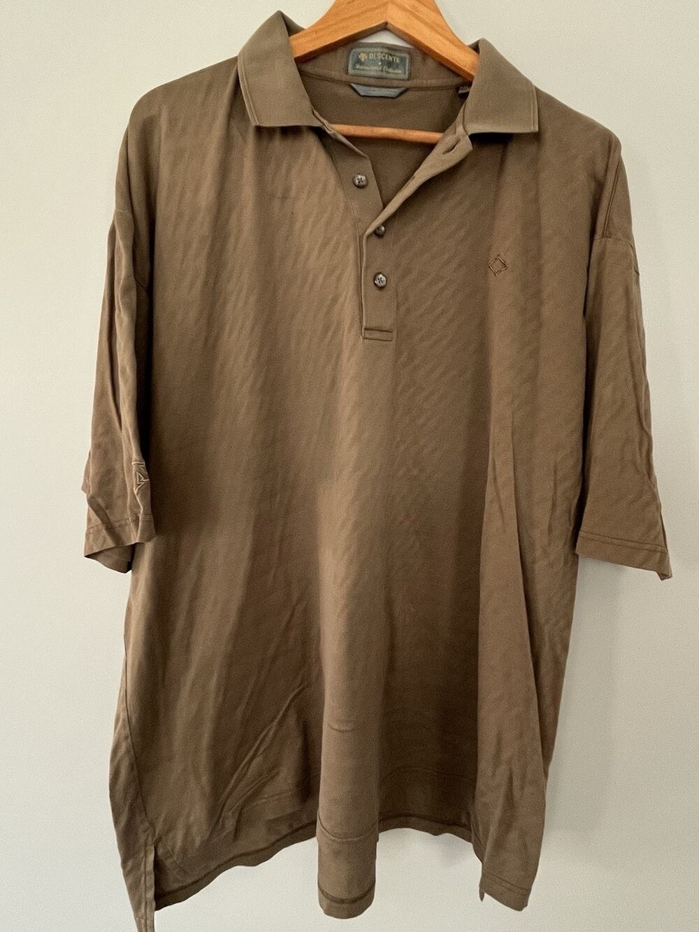 Descente Copper Brown Jacquard Dress Polo Shirt International Collection XXL